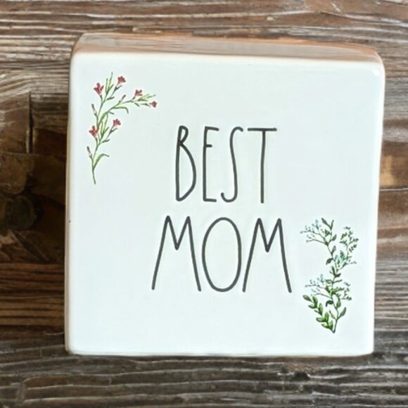 Rae Dunn Other - Rae Dunn “BEST MOM” Ceramic 4” Square Plaque -NWT